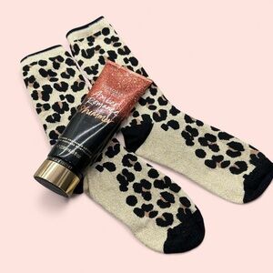 Kate Spade Cheetah Print Socks + VS Shimmer Body Lotion